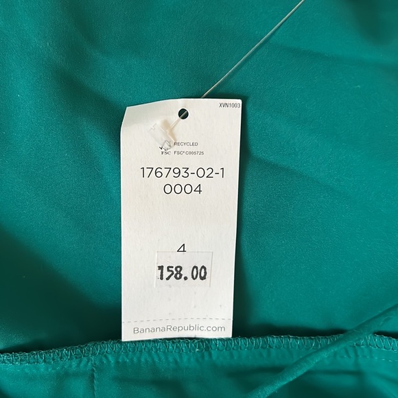 NWT Banana Republic Emerald Green Draped Front Slip Mini Dress - 4 - Picture 11 of 14